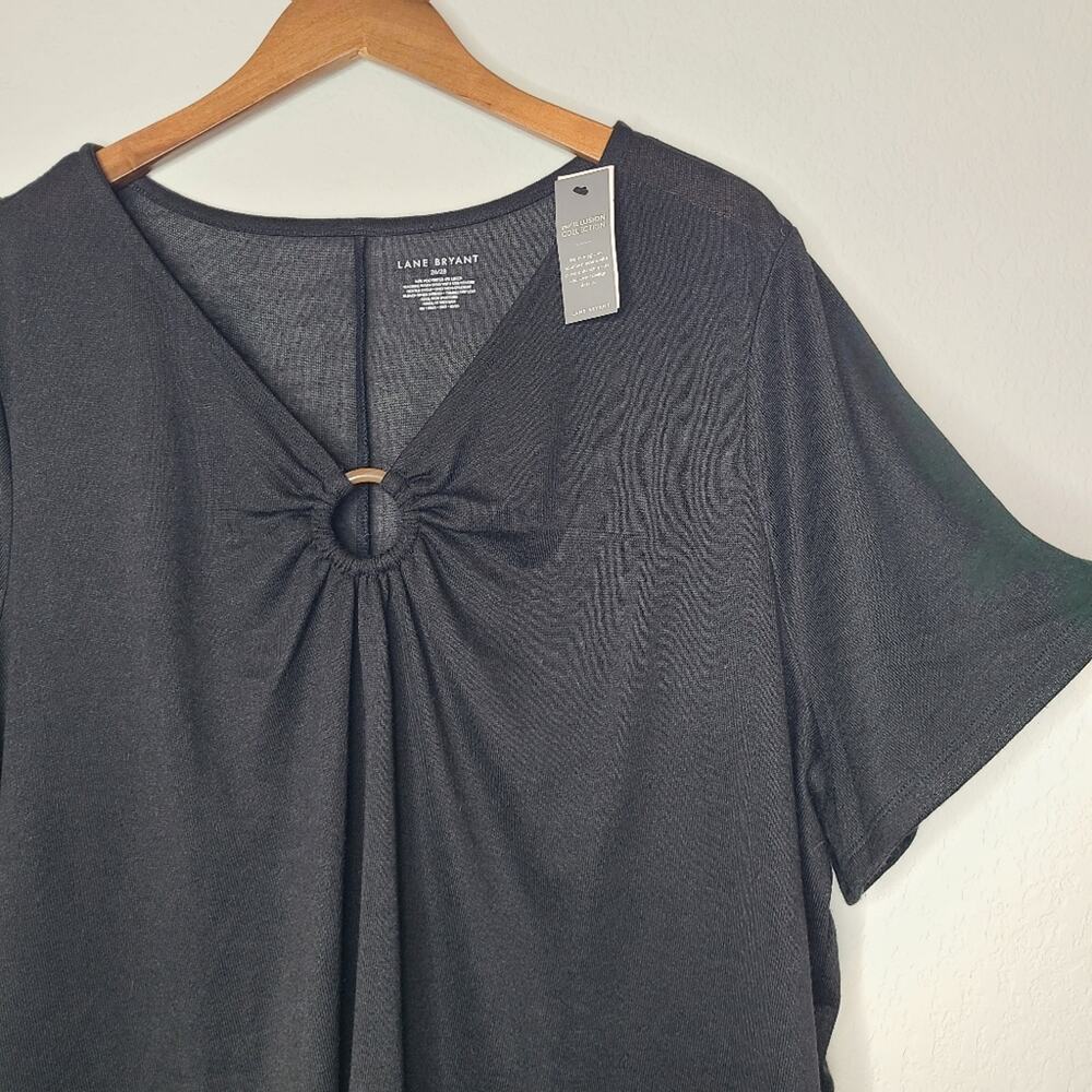 Lane Bryant Black Ring Detail NWT Swing T-Shirt Solid 26/28 Short Sleeve